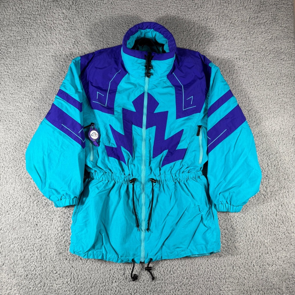 Vintage Tyrolia Skiwear Jacket Womens Medium‎ Teal Purple Ski Snowboard